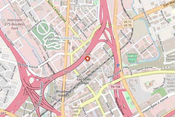 Map showing The Public House in Knoxville