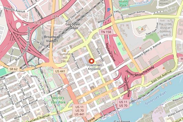 Map showing Cruze Farm Ice Cream Downtown in Knoxville