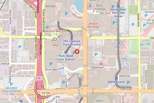 Map showing SkyBar at Waldorf Astoria in Las Vegas