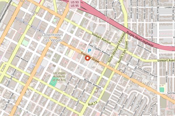 Map showing Atomic Liquors in Las Vegas
