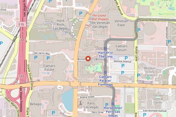 Map showing Brooklyn Bowl in Las Vegas