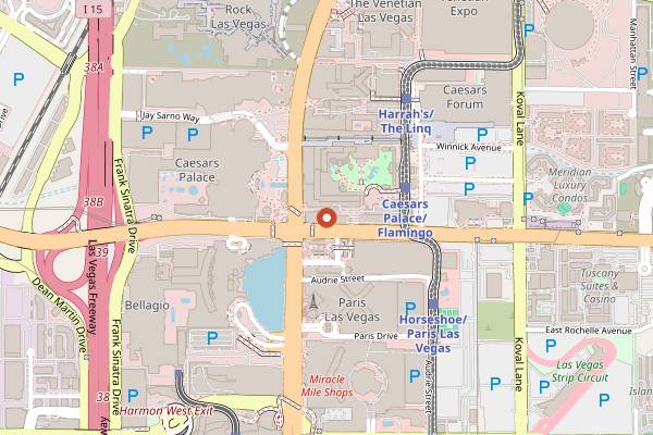 Map showing Drai's Nightclub in Las Vegas