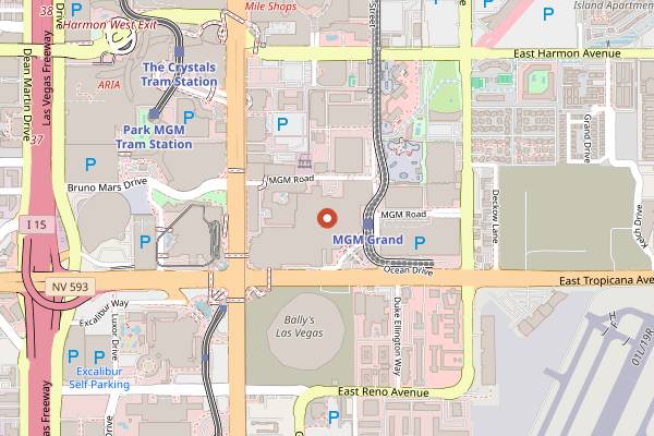Map showing Hakkasan Nightclub in Las Vegas
