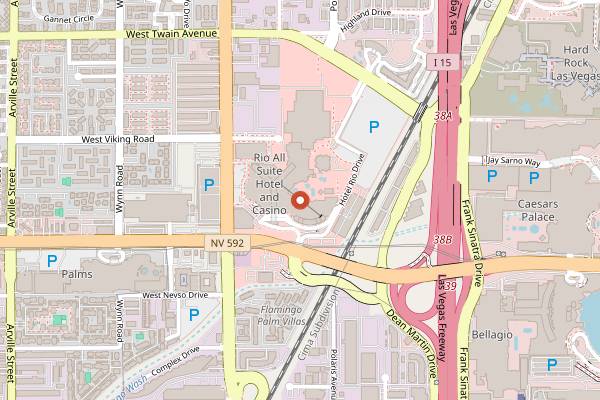Map showing VooDoo Lounge in Las Vegas