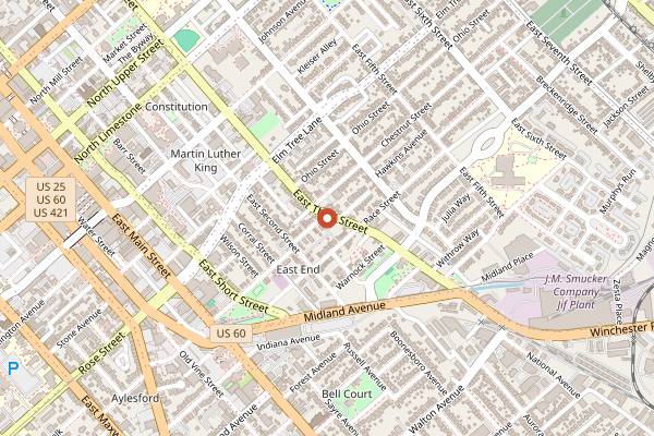 Map showing Martine's Pastries in Lexington