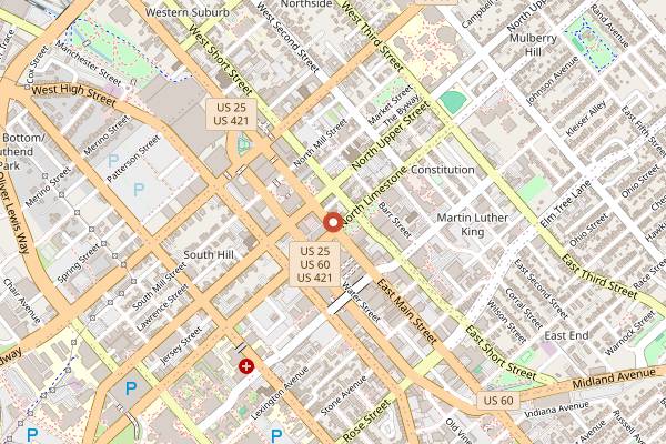 Map showing Bourbon on Rye in Lexington
