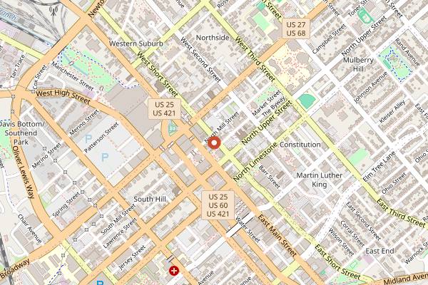 Map showing Nate's Coffee in Lexington