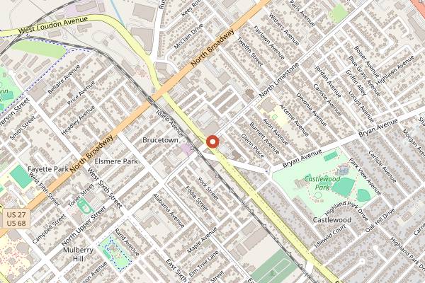 Map showing Moody Mike's in Lexington