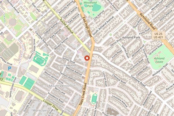 Map showing Oasis Mediterranean Restaurant in Lexington