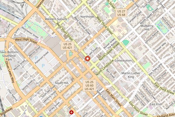 Map showing Dudley's on Short in Lexington