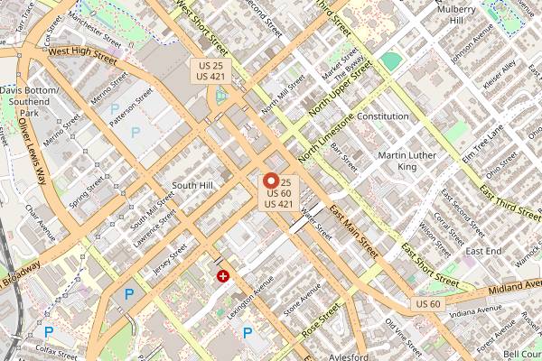 Map showing The V at The Vine in Lexington