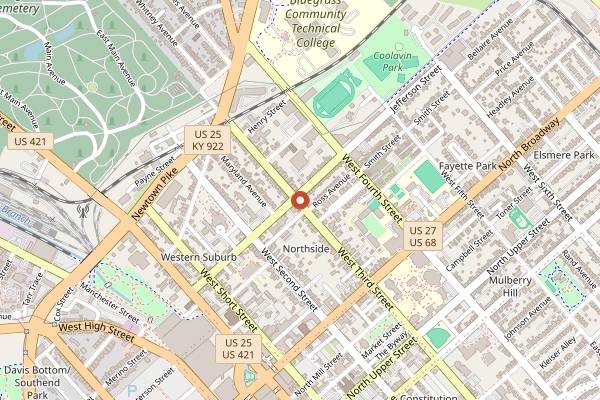 Map showing The Green Lantern in Lexington