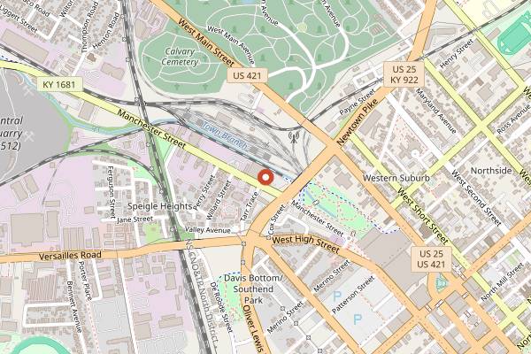 Map showing Manchester Music Hall in Lexington
