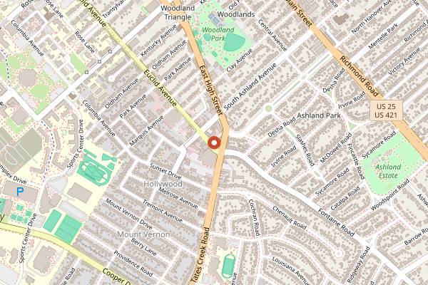 Map showing Bourbon n' Toulouse in Lexington