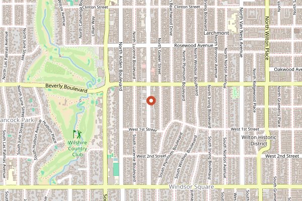 Map showing GGET Bakery in Los Angeles