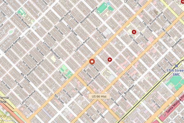 Map showing Huckleberry Bakery & Cafe in Los Angeles