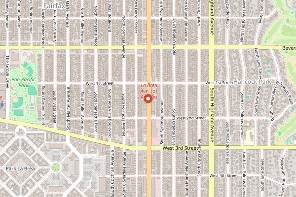 Map showing The Sycamore Kitchen in Los Angeles
