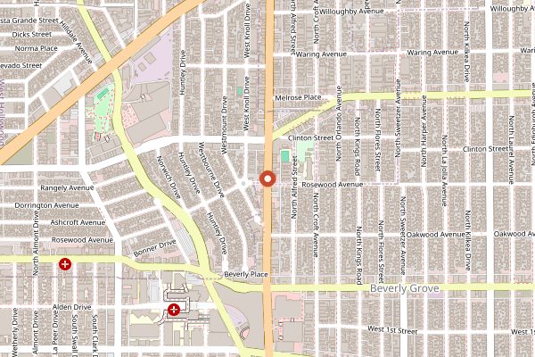 Map showing The Roger Room in Los Angeles