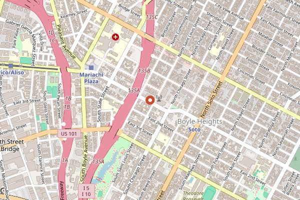 Map showing Al & Bea's Mexican Food in Los Angeles