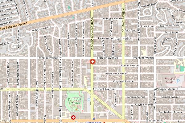 Map showing Bru Coffeebar in Los Angeles