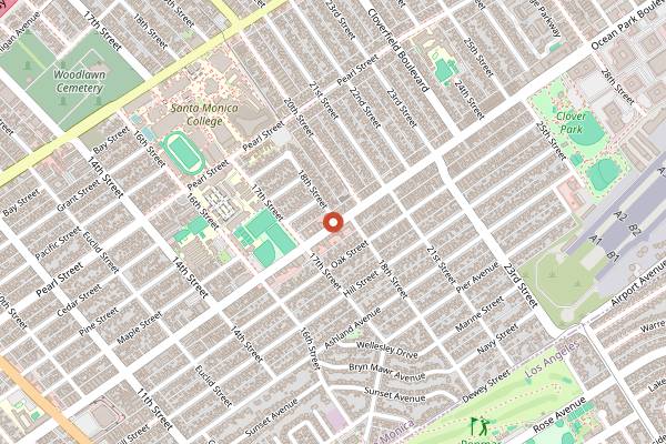 Map showing Cafe Bolivar in Los Angeles