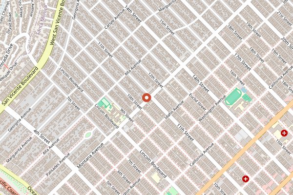 Map showing Kreation Organic Kafe in Los Angeles