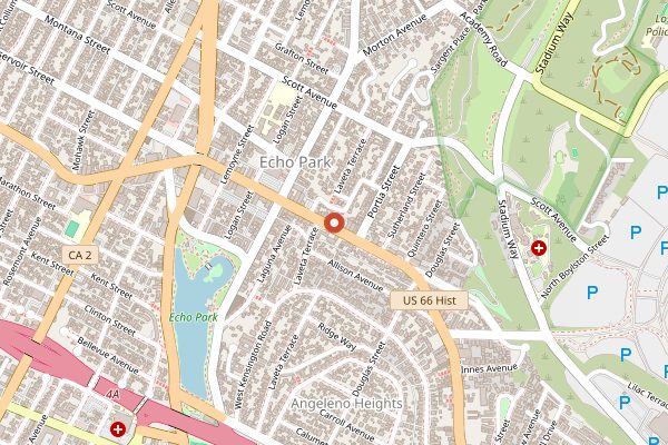 Map showing Stereoscope Coffee Company in Los Angeles