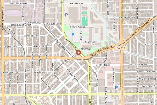 Map showing Sushi Chef Institute in Los Angeles