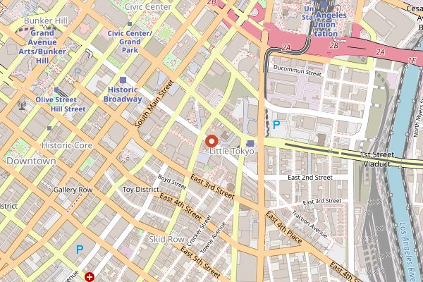 Map showing Nisei Week Japanese Festival in Los Angeles