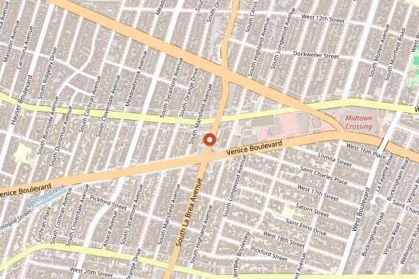 Map showing Leo's Tacos Truck in Los Angeles