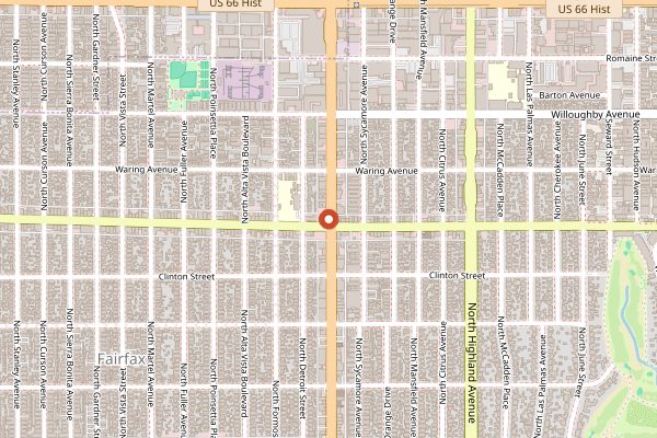 Map showing Pink's Hot Dogs in Los Angeles