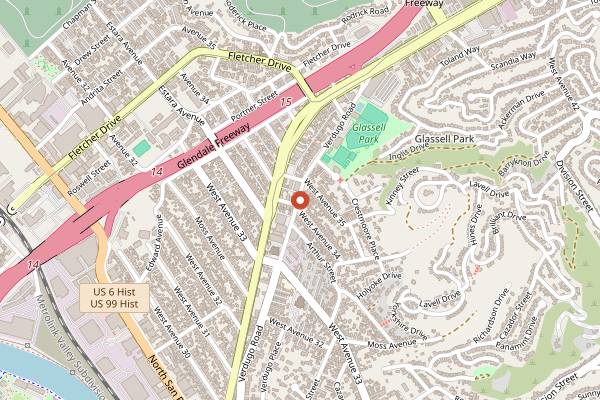 Map showing Verdugo Bar in Los Angeles