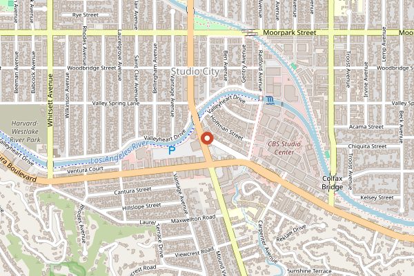 Map showing Studio City Farmers Market in Los Angeles