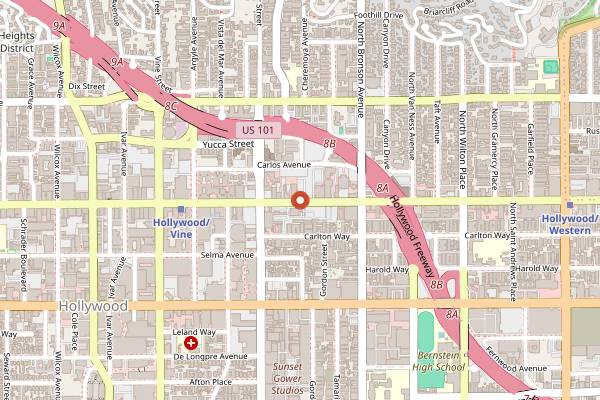 Map showing Academy LA in Los Angeles