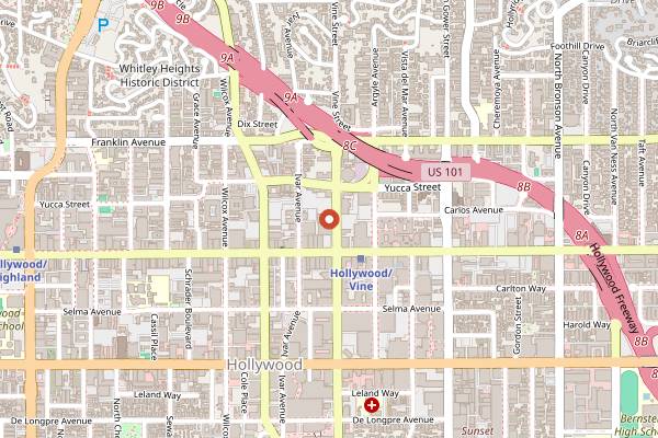 Map showing Avalon Hollywood in Los Angeles