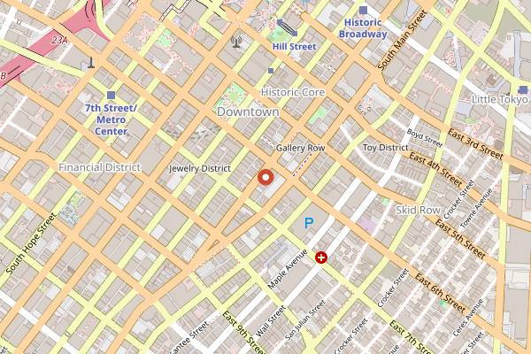 Map showing Exchange LA in Los Angeles