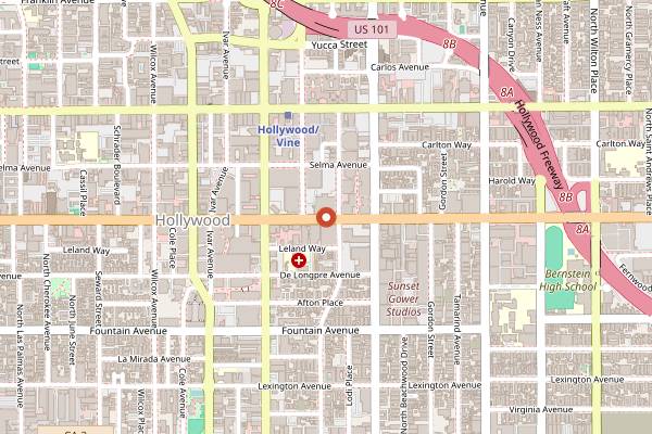 Map showing Hollywood Palladium in Los Angeles