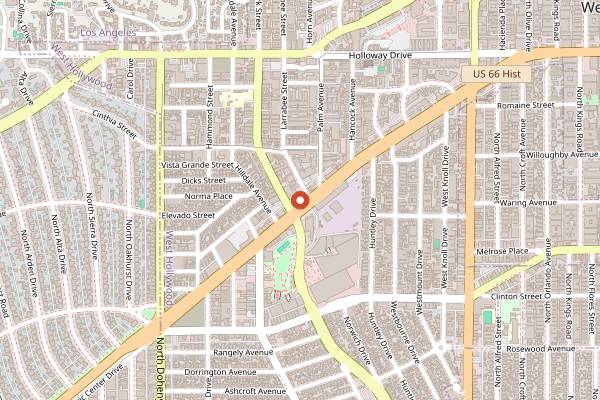Map showing Micky's in Los Angeles