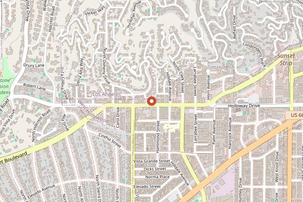 Map showing Rainbow Bar & Grill in Los Angeles