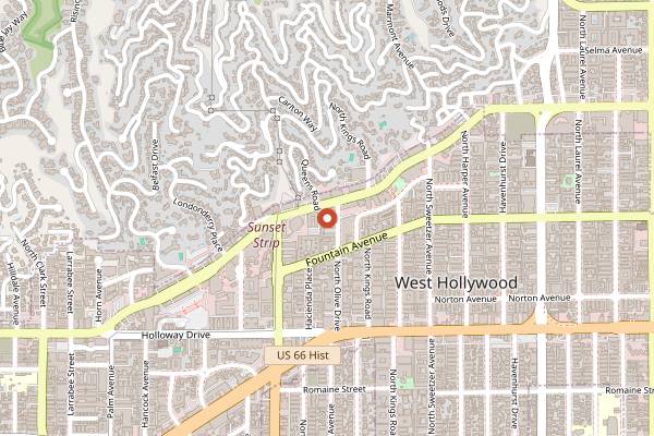 Map showing Skybar at Mondrian in Los Angeles