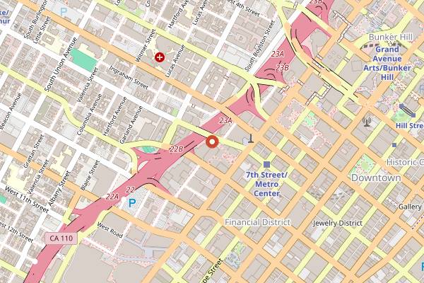 Map showing Spire 73 in Los Angeles