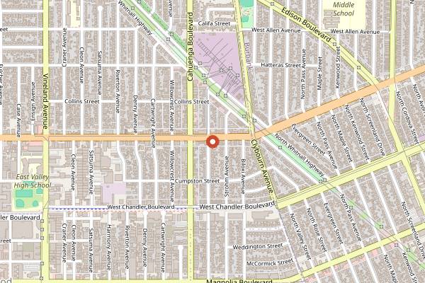 Map showing The Bullet Bar in Los Angeles