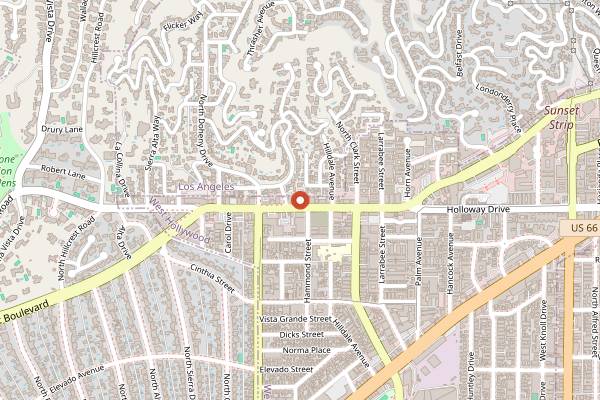 Map showing The Roxy Theatre in Los Angeles