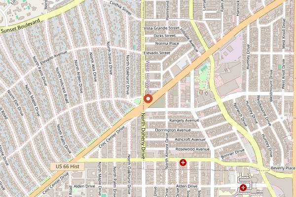 Map showing Troubadour in Los Angeles