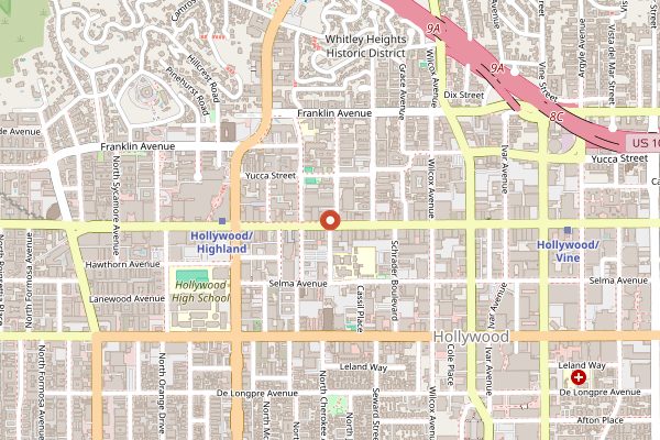 Map showing Musso and Frank Grill in Los Angeles