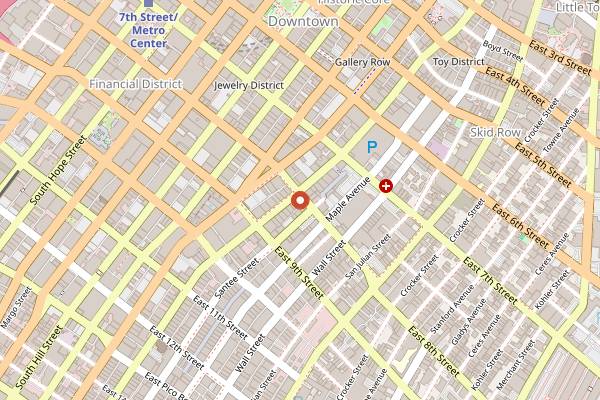 Map showing Sonoratown in Los Angeles