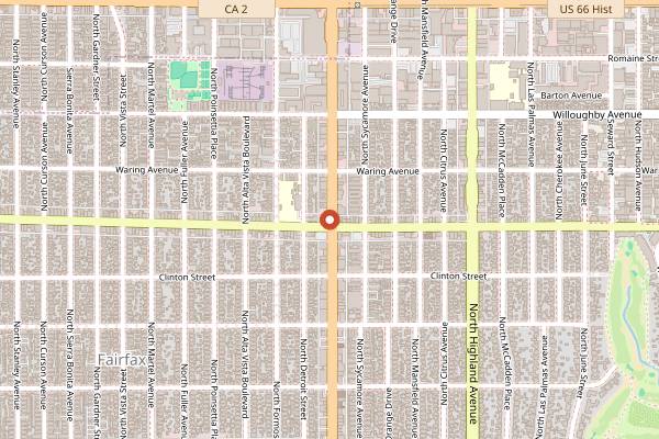 Map showing Pink's Hot Dogs in Los Angeles