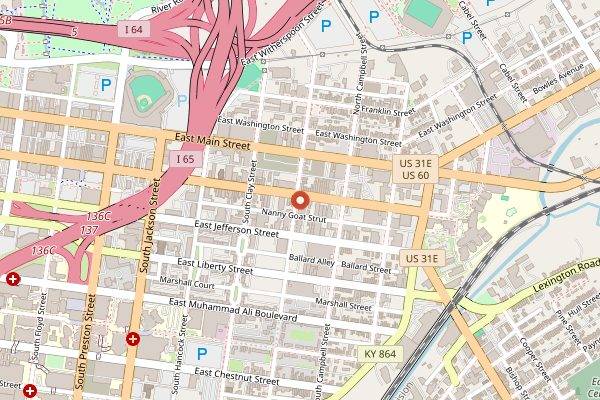 Map showing Please and Thank You in Louisville