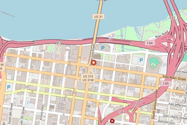 Map showing Doc Crow's Southern Smokehouse and Raw Bar in Louisville
