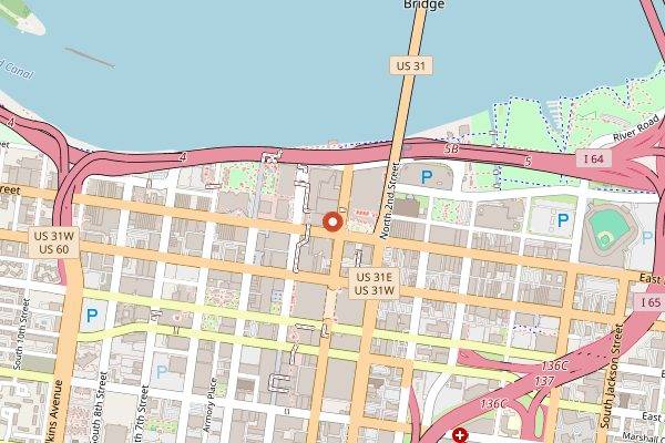 Map showing Down One Bourbon Bar in Louisville